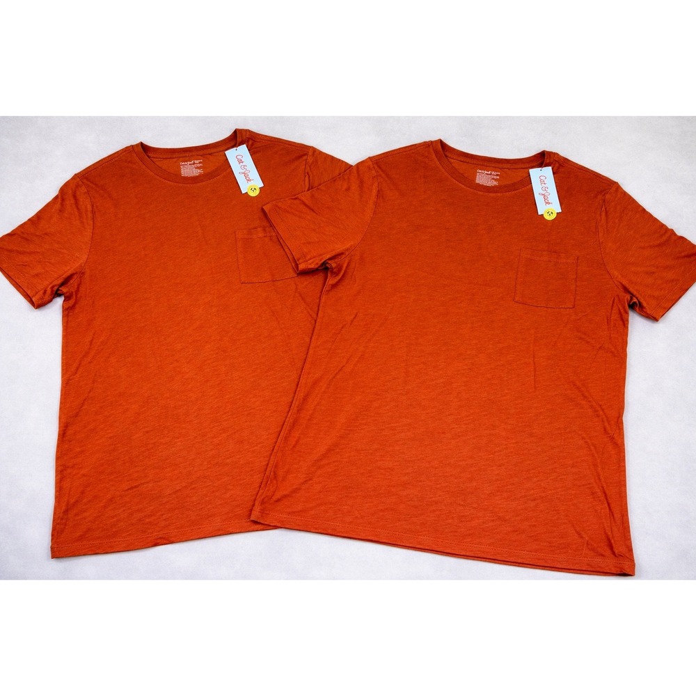 Set of 2 Cat & Jack Boys XXL (16/18) Husky Maple Brown Pocket‎ Crew Neck T-Shirt